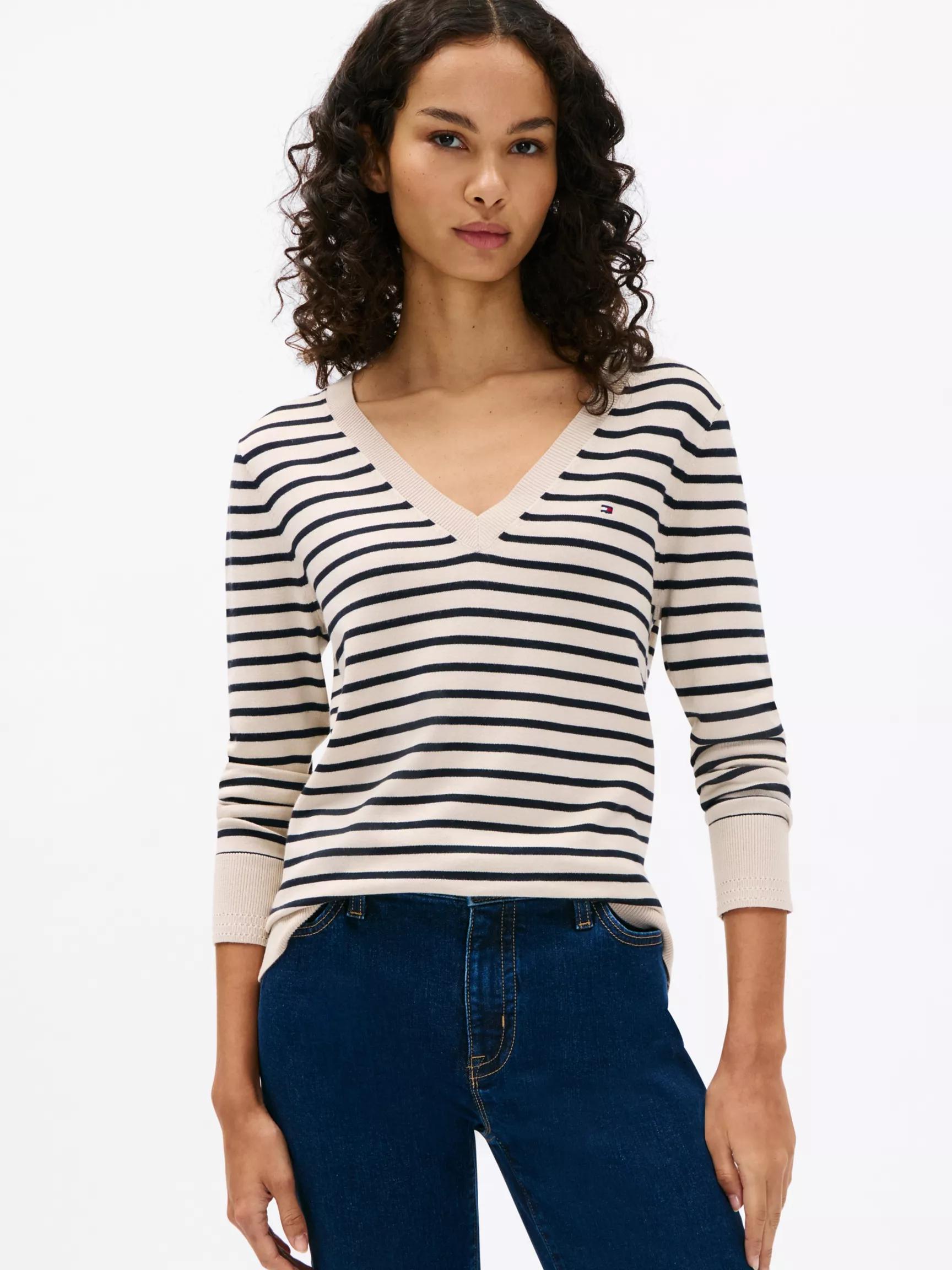 Striped V-Neck Sweater by TOMMY HILFIGER