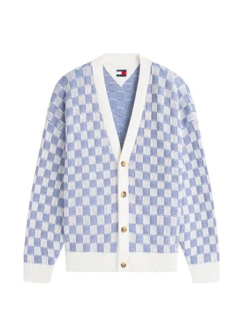 Tommy Badge checkerboard-knit cotton cardigan by TOMMY HILFIGER