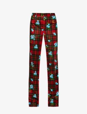 Tommy Hilfiger x Richard Quinn tartan and floral-print wide-leg high-rise cotton trousers by TOMMY HILFIGER Tommy Hilfiger x Richard Quinn tartan and floral-print wide-leg high-rise cotton trousers by TOMMY HILFIGER