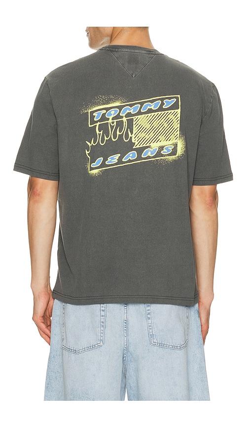 Tommy Jeans 90s Bubble Flag Tee in Charcoal by TOMMY HILFIGER