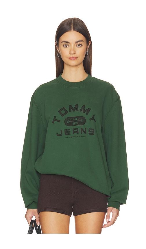 Tommy Jeans Entry Gym Crew Sweatshirt in Dark Green by TOMMY HILFIGER