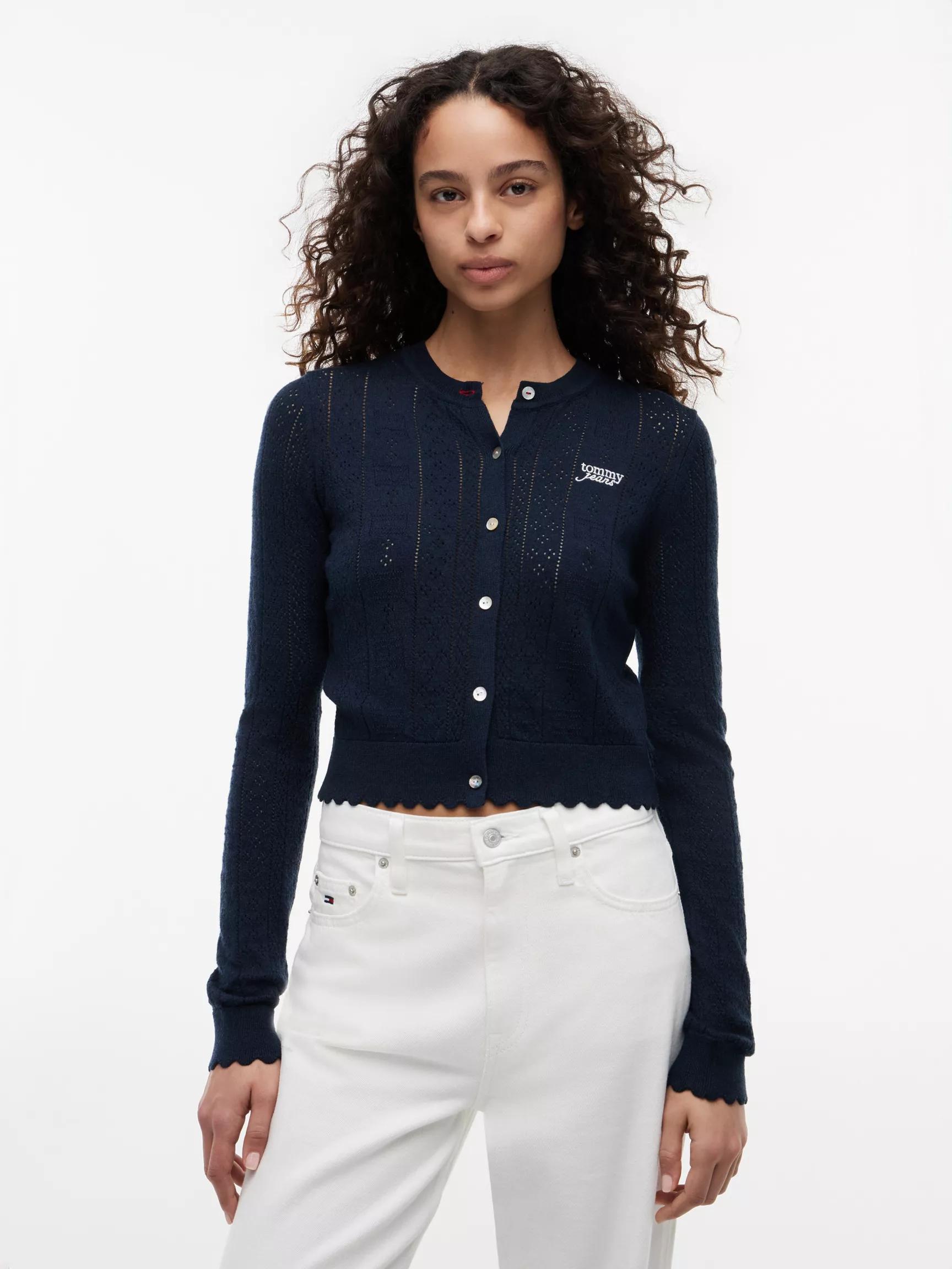 Tommy Jeans Flag Logo Pointelle Cardigan by TOMMY HILFIGER