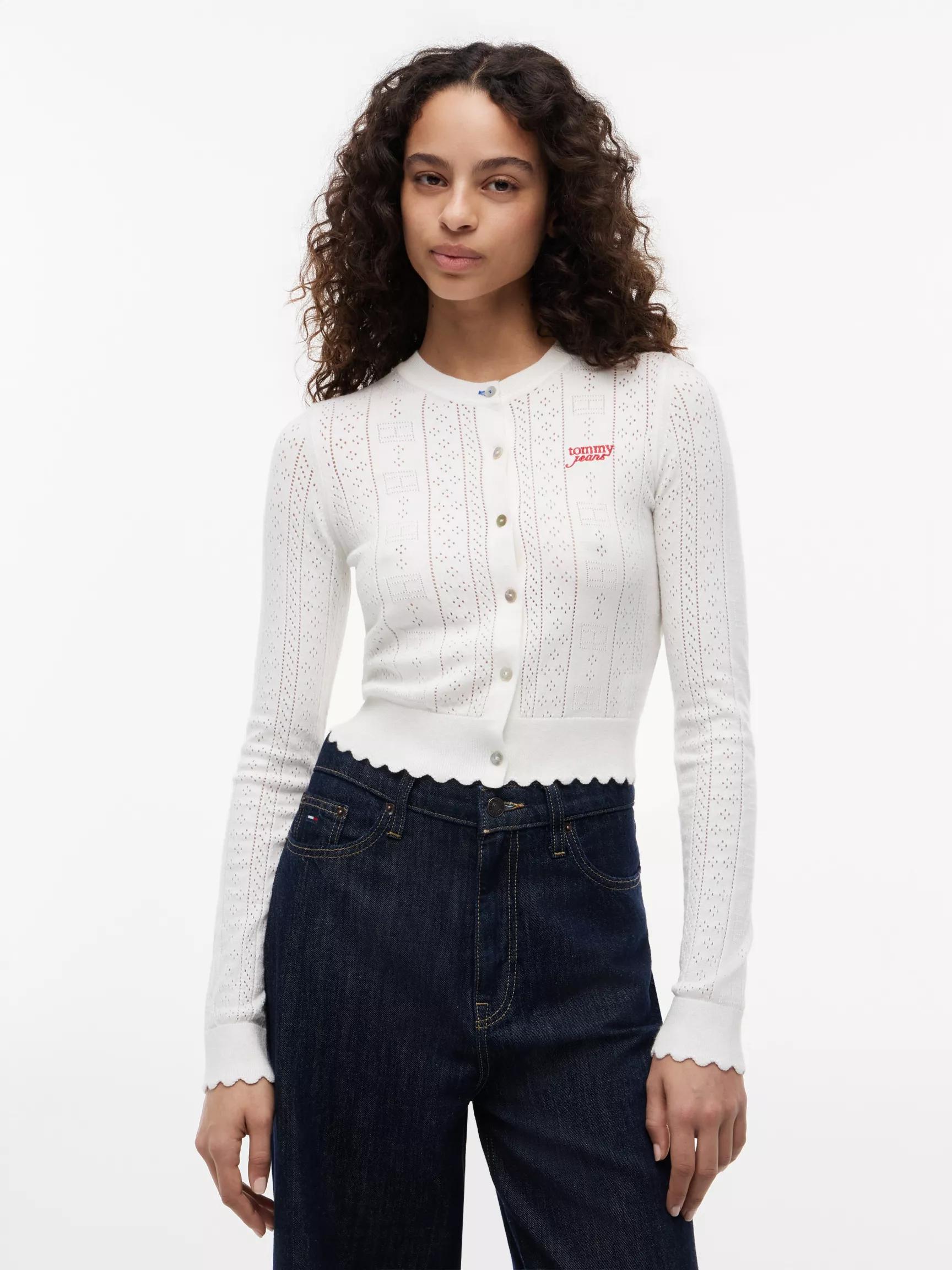Tommy Jeans Flag Logo Pointelle Cardigan by TOMMY HILFIGER