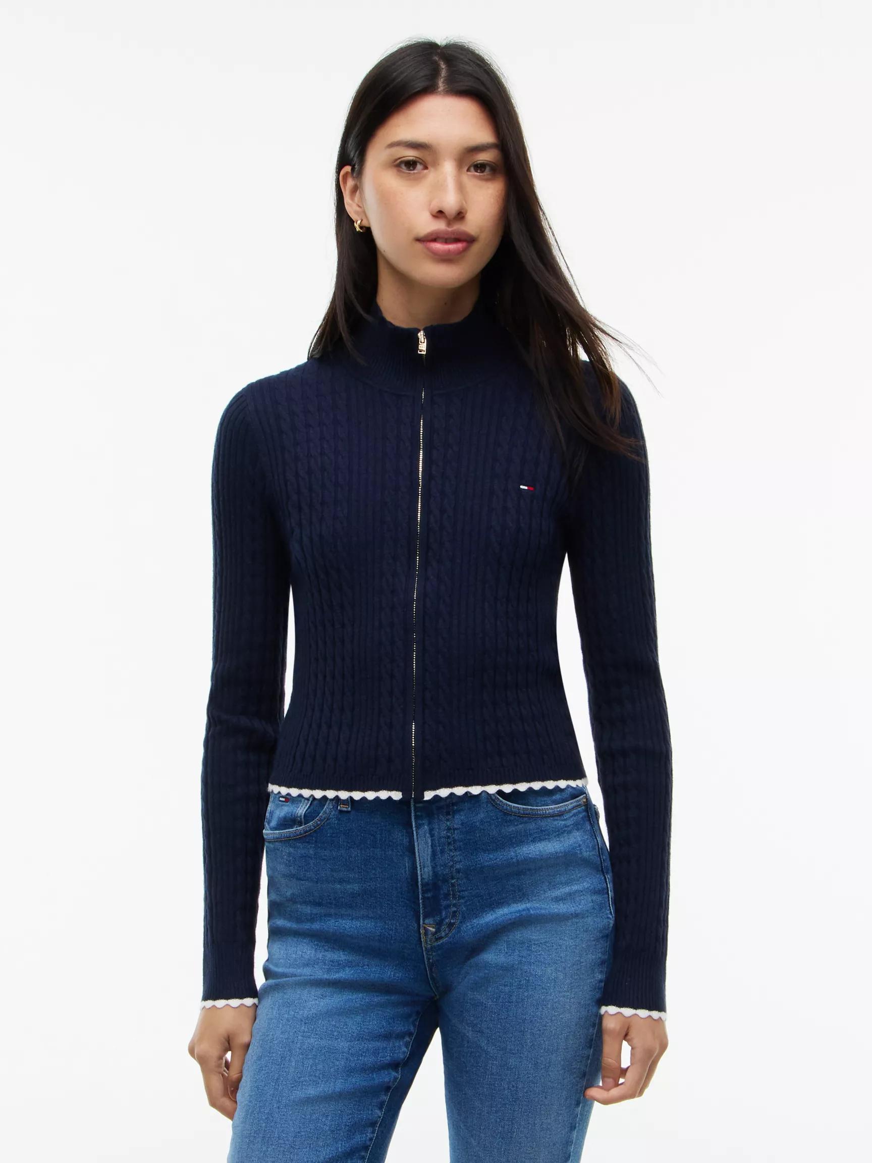 Tommy Jeans Mini Cable Knit Zip Sweater by TOMMY HILFIGER