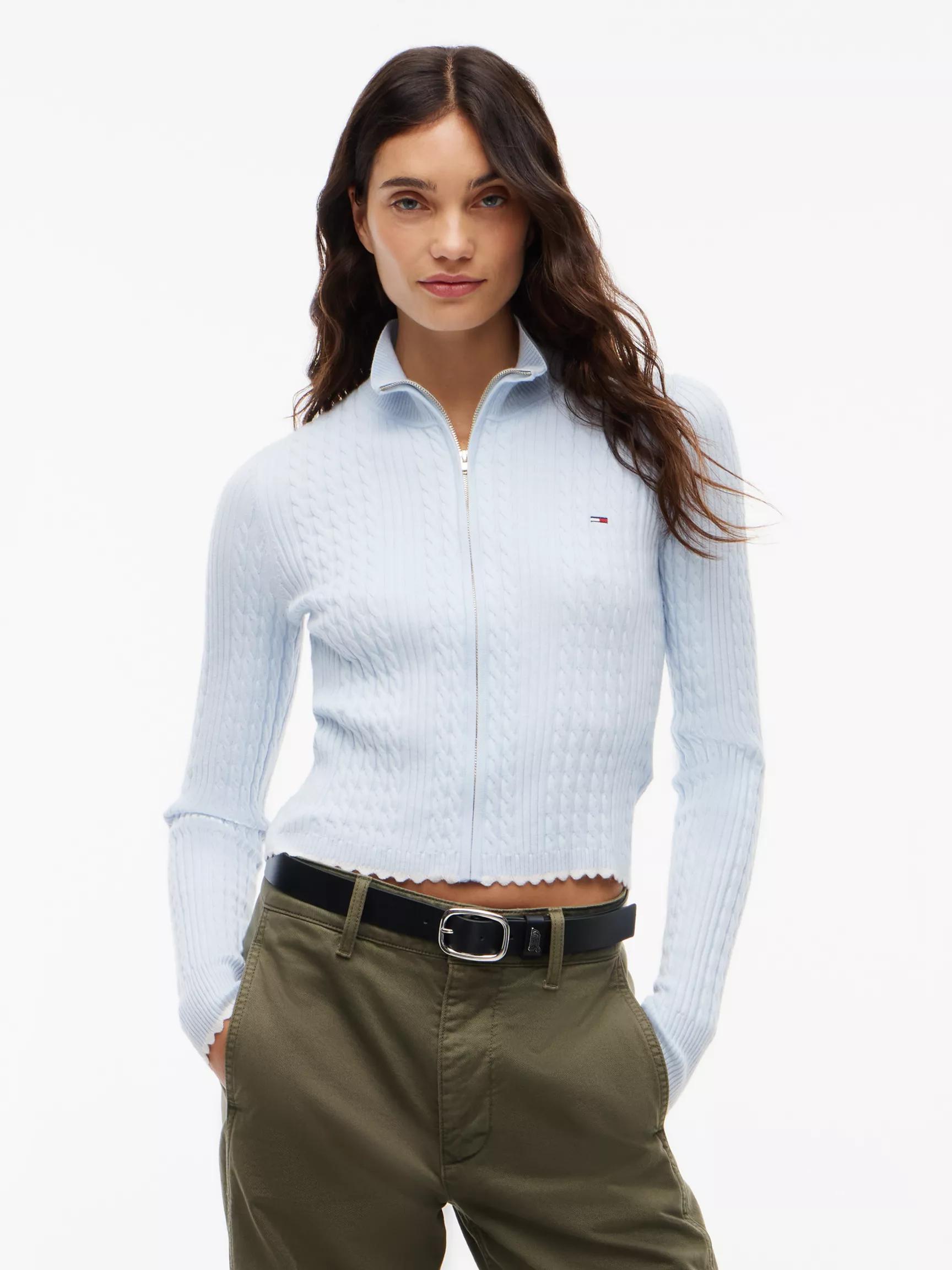 Tommy Jeans Mini Cable Knit Zip Sweater by TOMMY HILFIGER