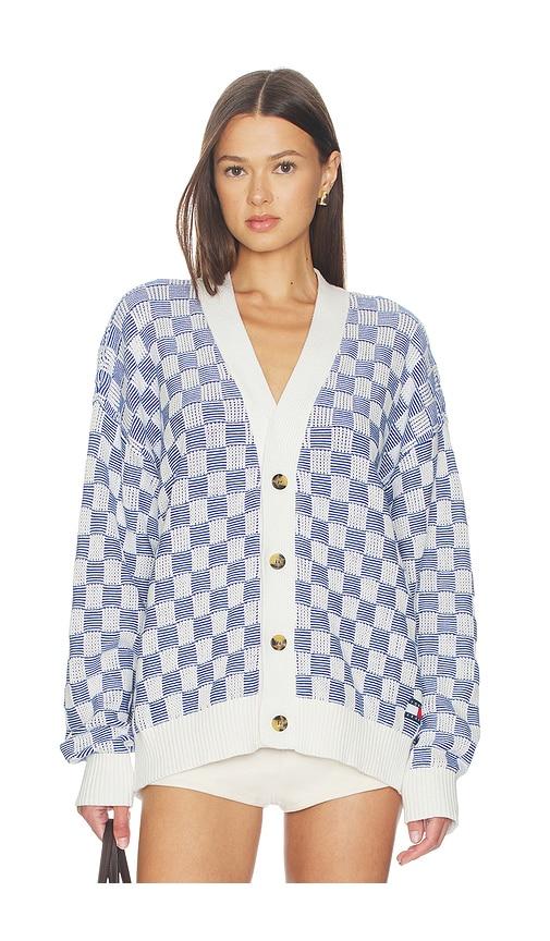 Tommy Jeans Relaxed Texture Cardigan in White,Blue by TOMMY HILFIGER
