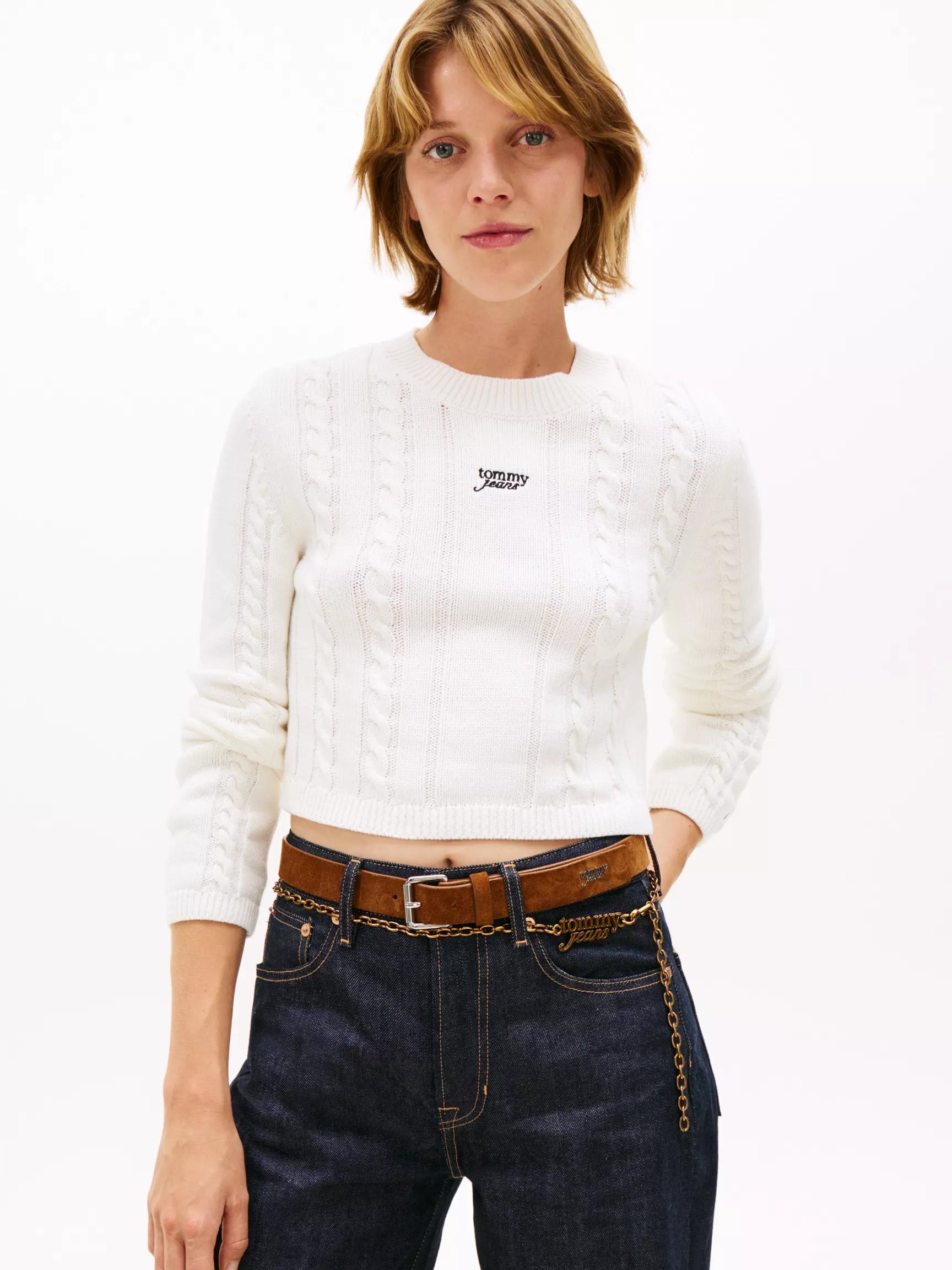 Tommy Jeans Script Cable Knit Sweater by TOMMY HILFIGER