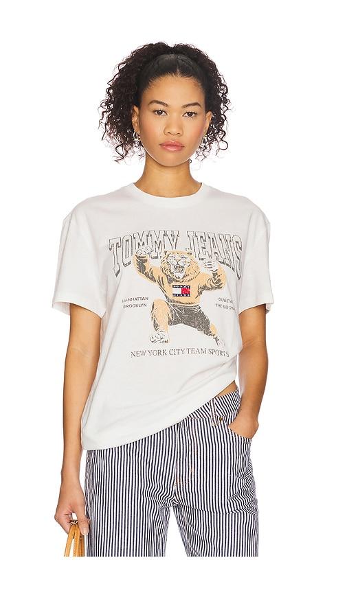 Tommy Jeans Varsity Novelty Tee in White by TOMMY HILFIGER