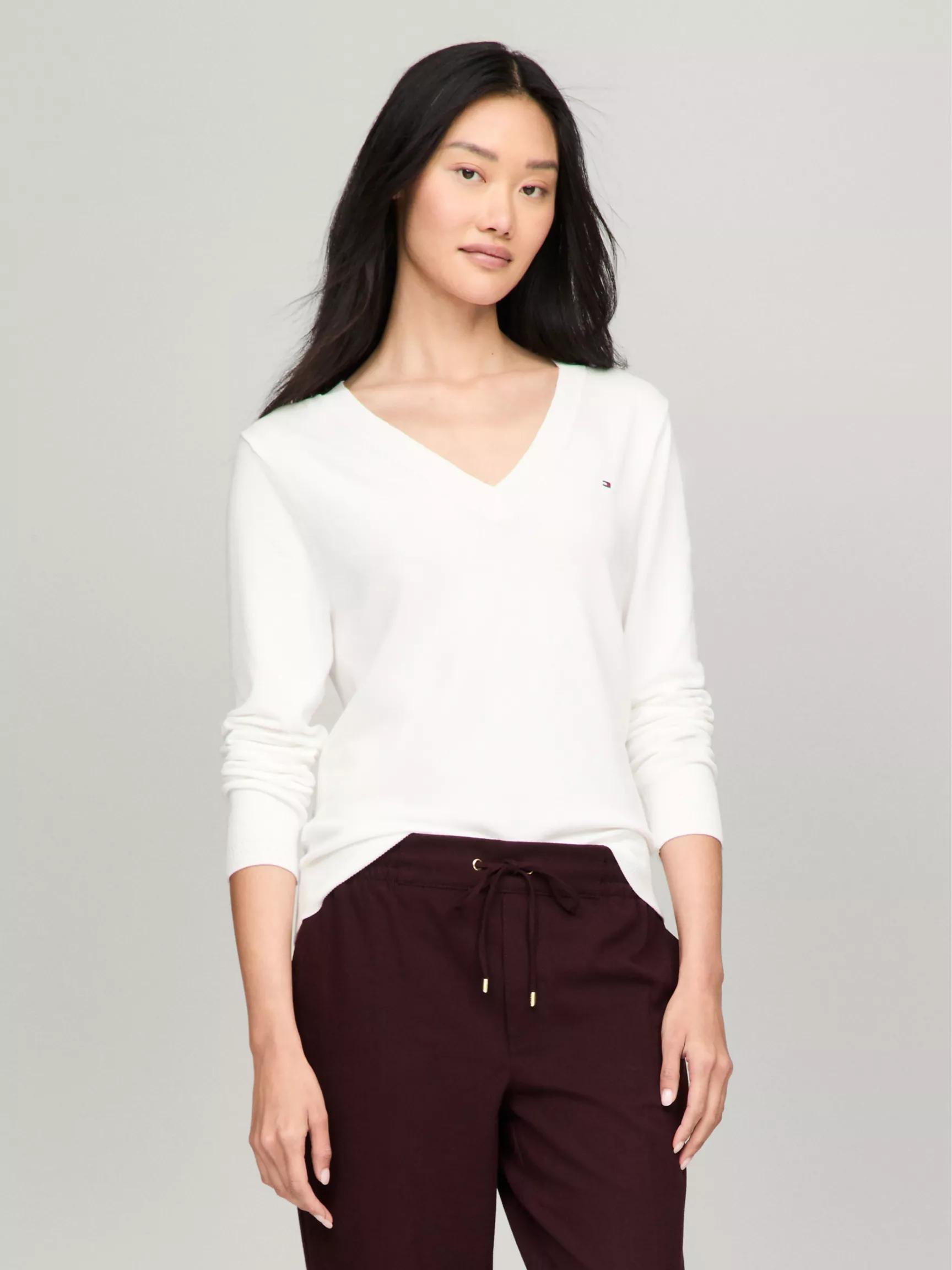 Viscose-Blend V-Neck Sweater by TOMMY HILFIGER