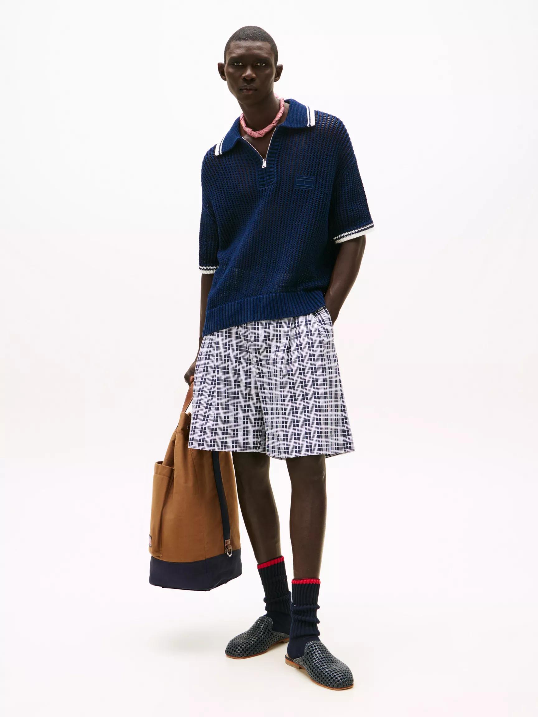 Wide-Leg Check Chino Short by TOMMY HILFIGER