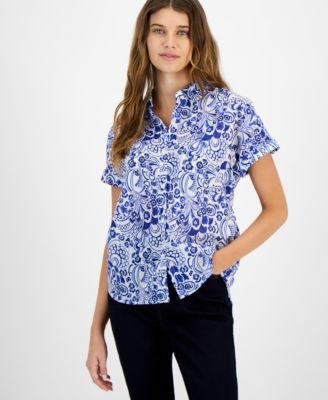 Women's Cotton Floral-Print Camp Shirt by TOMMY HILFIGER