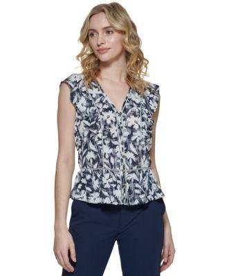 Women's Floral-Print Ruffled Woven Peplum Blouse by TOMMY HILFIGER