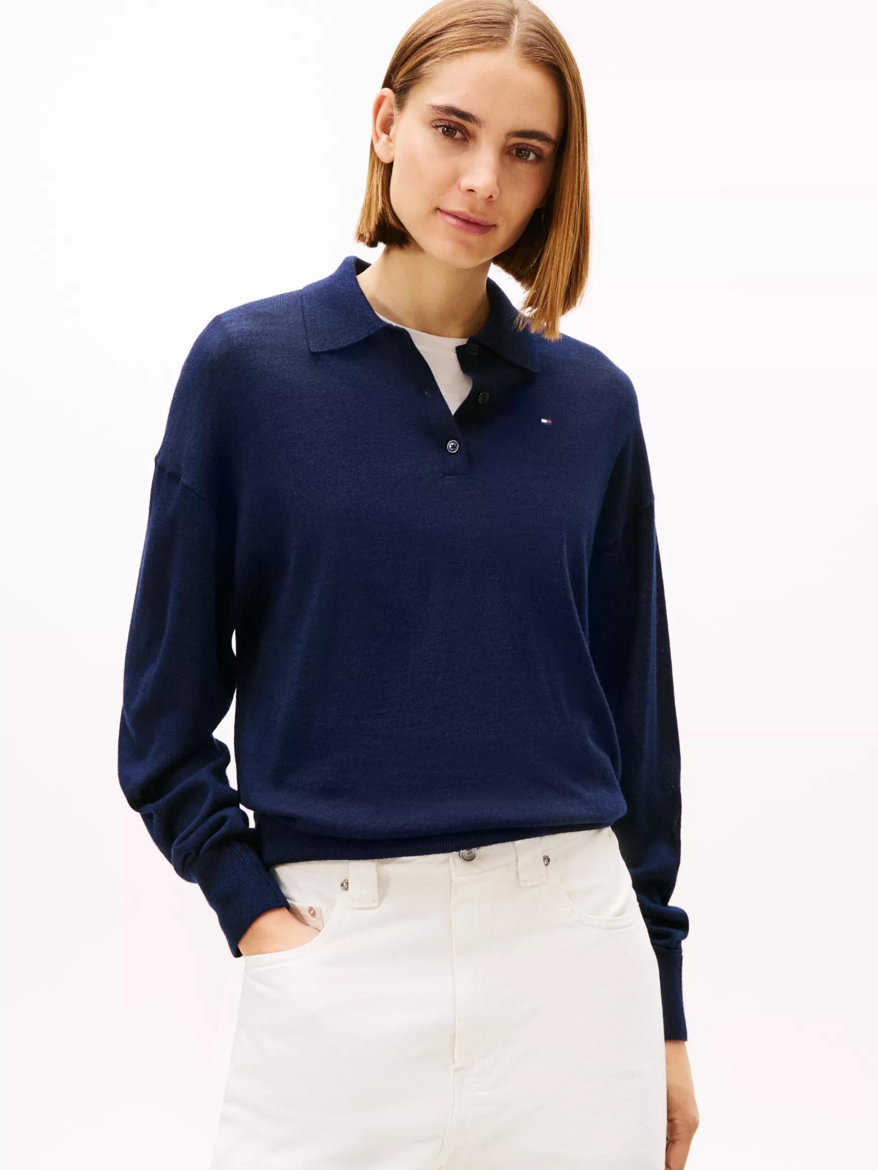 Wool-Silk Blend Sweater Polo by TOMMY HILFIGER
