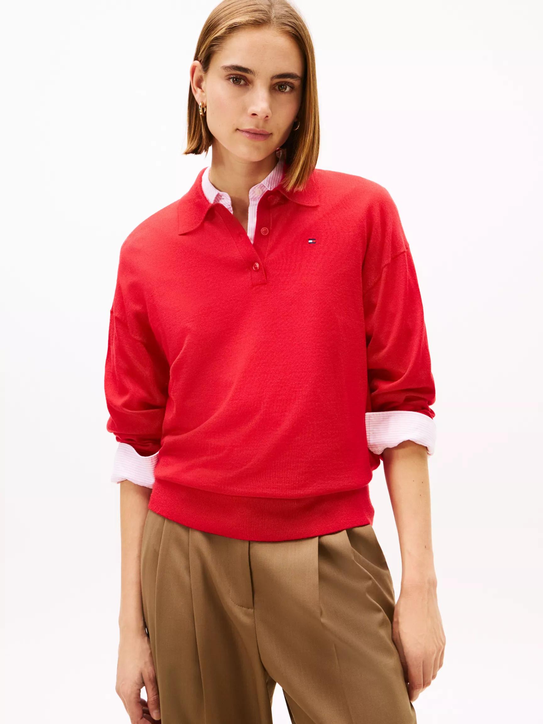 Wool-Silk Blend Sweater Polo by TOMMY HILFIGER