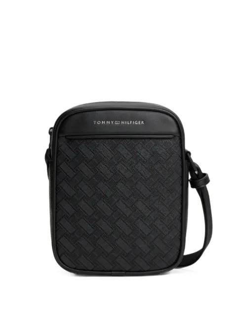 basket-weave logo-print shoulder bag by TOMMY HILFIGER