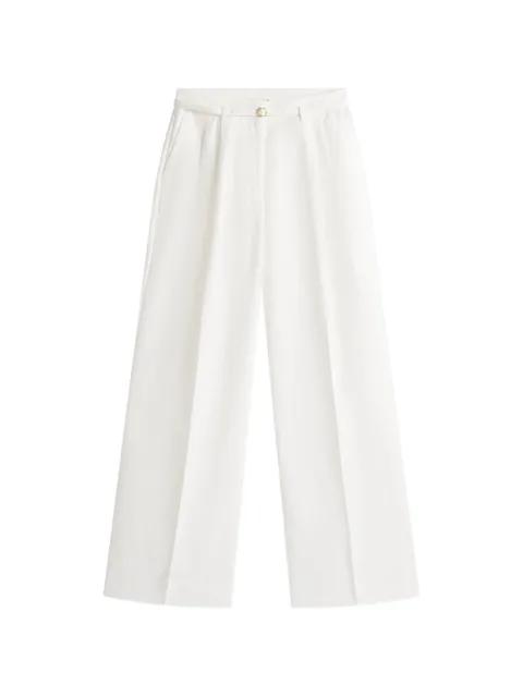 belted pleated wide-leg linen-blend trousers by TOMMY HILFIGER