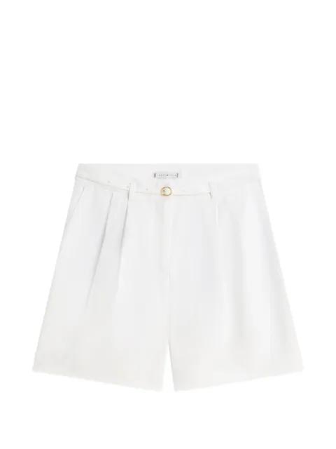 belted wide-leg pleated linen-blend shorts by TOMMY HILFIGER