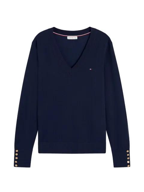 button-cuff V-neck sweater by TOMMY HILFIGER
