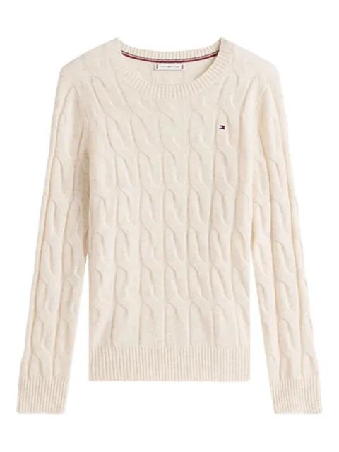 cable-knit logo-detail sweater by TOMMY HILFIGER cable-knit logo-detail sweater by TOMMY HILFIGER