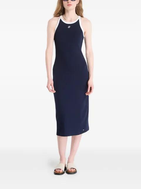contrast-trim logo-embroidered cotton midi dress by TOMMY HILFIGER