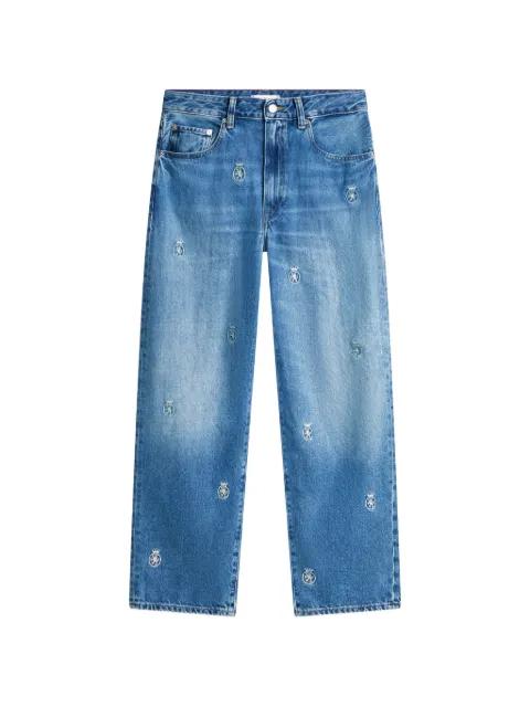 crest-embroidered mid-rise barrel-leg denim jeans by TOMMY HILFIGER