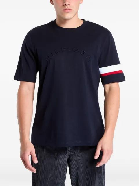 embossed-logo stripe-detail T-shirt by TOMMY HILFIGER