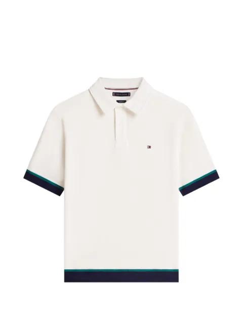 embroidered-logo striped-trim polo shirt by TOMMY HILFIGER