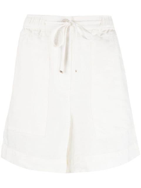 high-waisted drawstring linen shorts by TOMMY HILFIGER