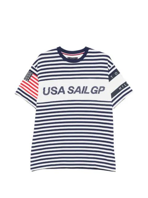 horizontal-stripe logo-print T-shirt by TOMMY HILFIGER