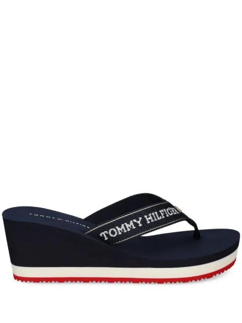 logo-detail wedge flip-flops by TOMMY HILFIGER
