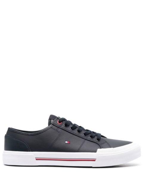 logo-embroidered low-top leather sneakers by TOMMY HILFIGER