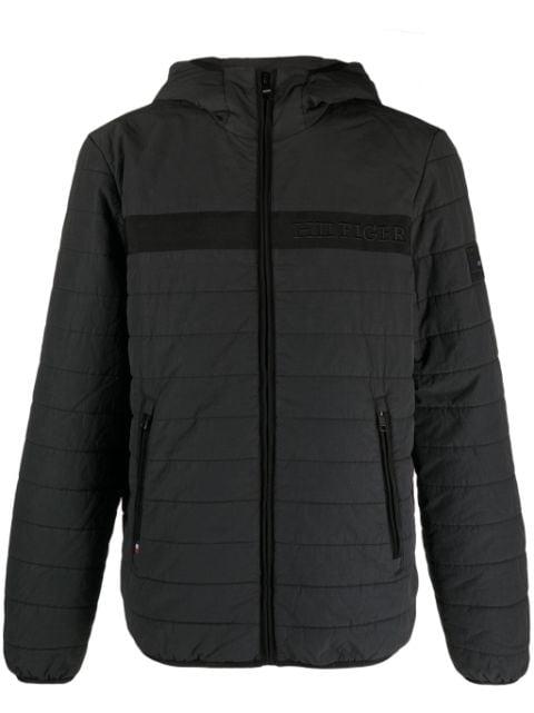logo-embroidered padded hoodied jacket by TOMMY HILFIGER