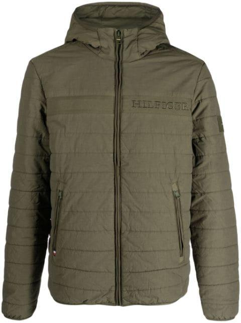 logo-embroidered padded hoodied jacket by TOMMY HILFIGER