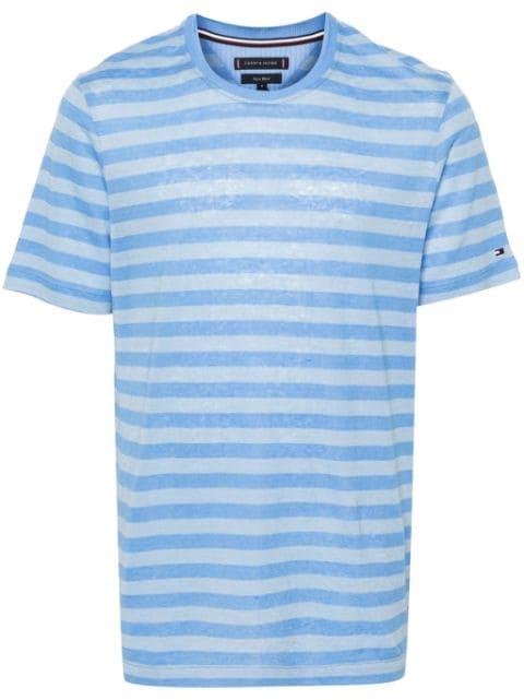 logo-embroidered striped T-shirt by TOMMY HILFIGER