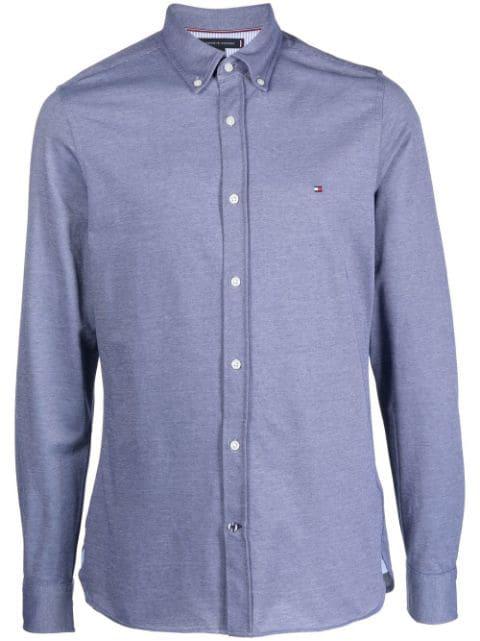 logo-embroidery cotton-blend shirt by TOMMY HILFIGER