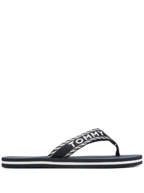 logo-jacquard flip flops by TOMMY HILFIGER