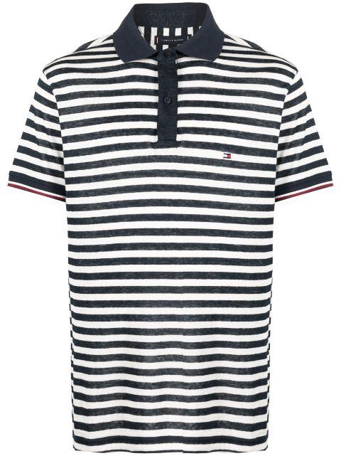 logo-patch striped polo shirt by TOMMY HILFIGER