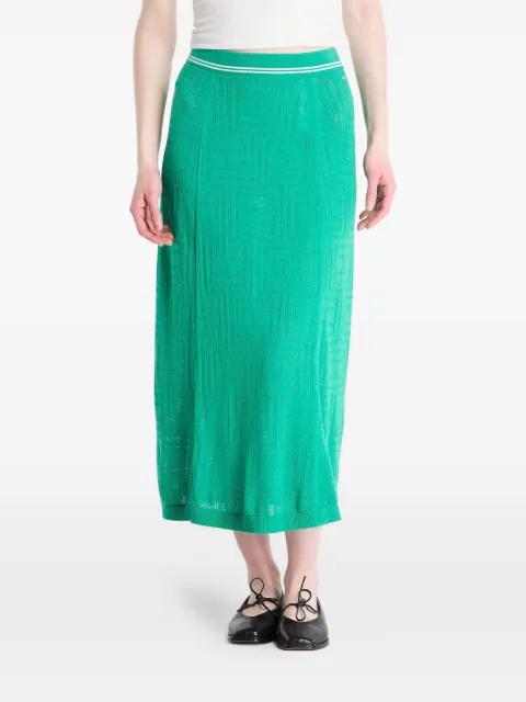 monogram-knit striped-trim midi skirt by TOMMY HILFIGER