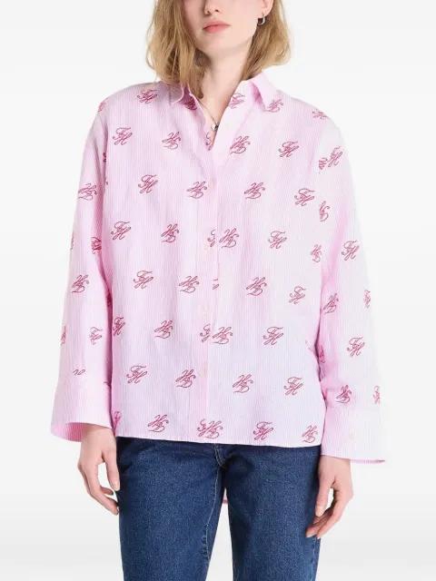 monogram-print button-down linen shirt by TOMMY HILFIGER
