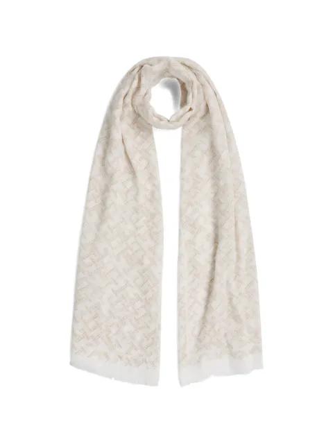 monogram-print frayed-edge scarf by TOMMY HILFIGER
