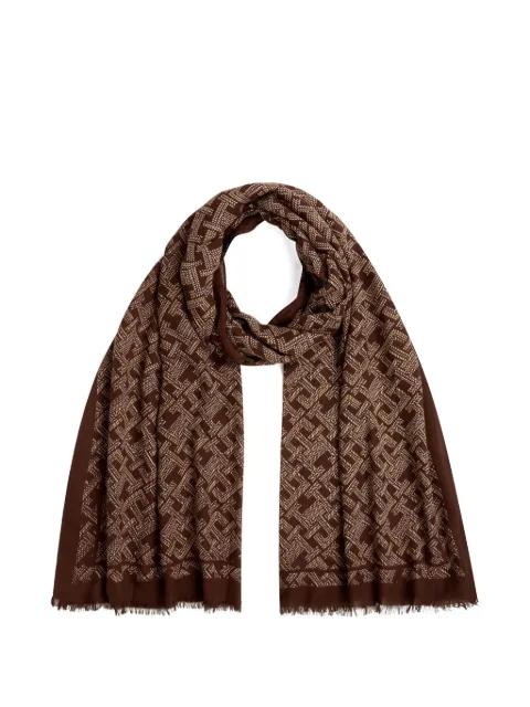 monogram-print frayed scarf by TOMMY HILFIGER