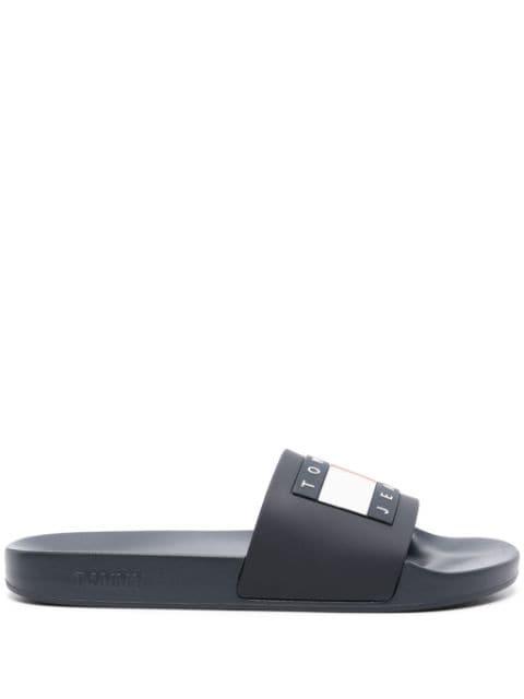 raised-logo open-toe slides by TOMMY HILFIGER