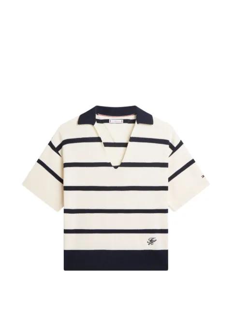 striped V-neck knitted top by TOMMY HILFIGER