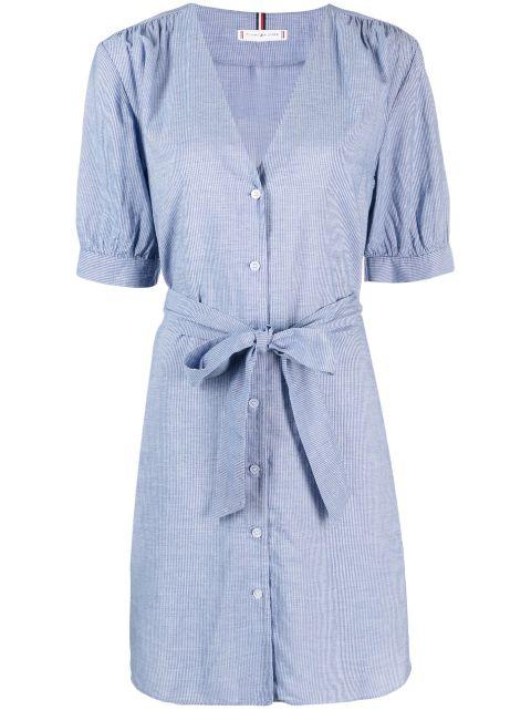 striped belted shirt dress by TOMMY HILFIGER