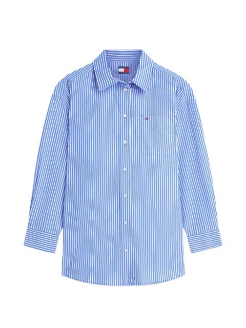 vertical-stripe logo-patch oversized shirt by TOMMY HILFIGER
