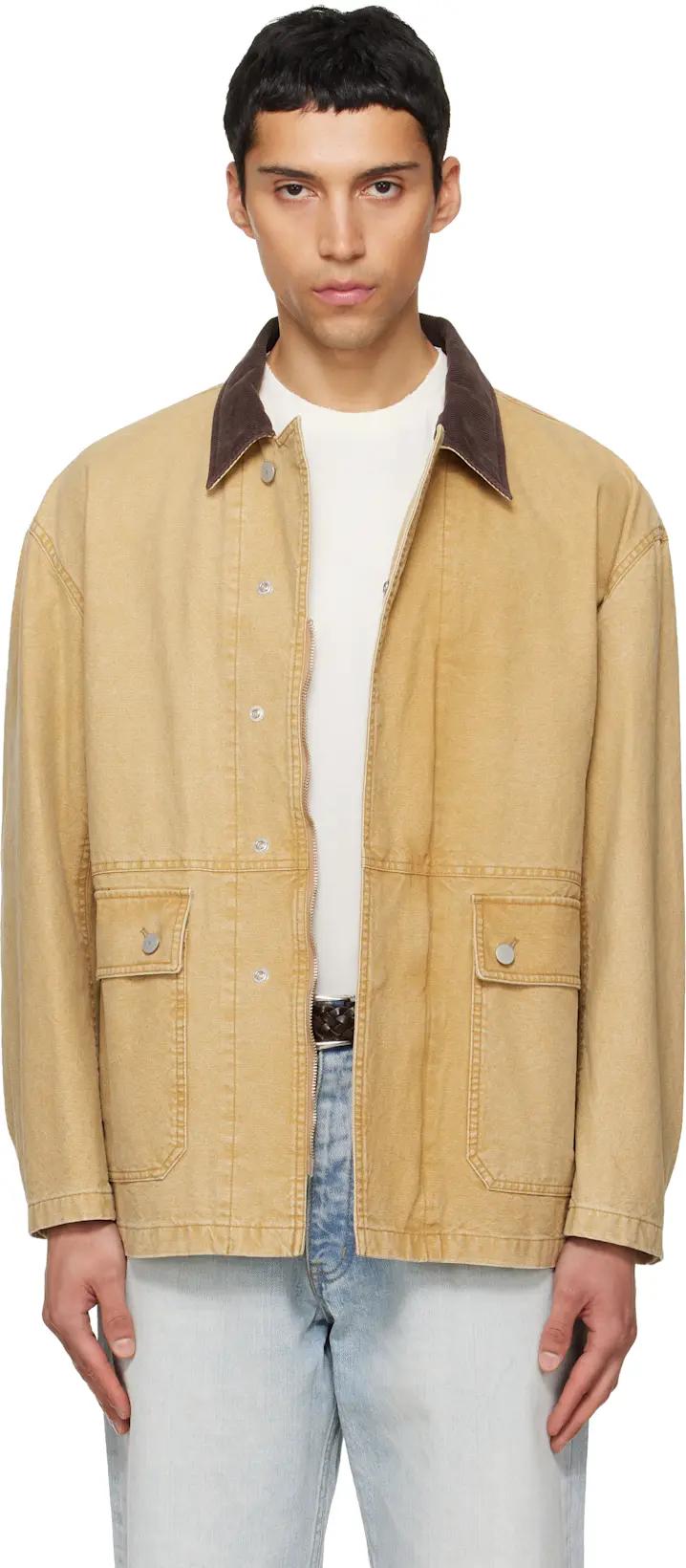 Beige Garment Washed Barn Jacket by TONYWACK