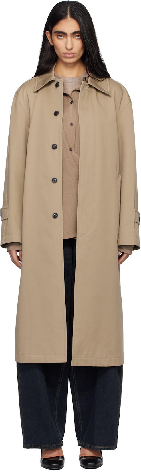 Beige Single-Breasted Trench Coat by TONYWACK