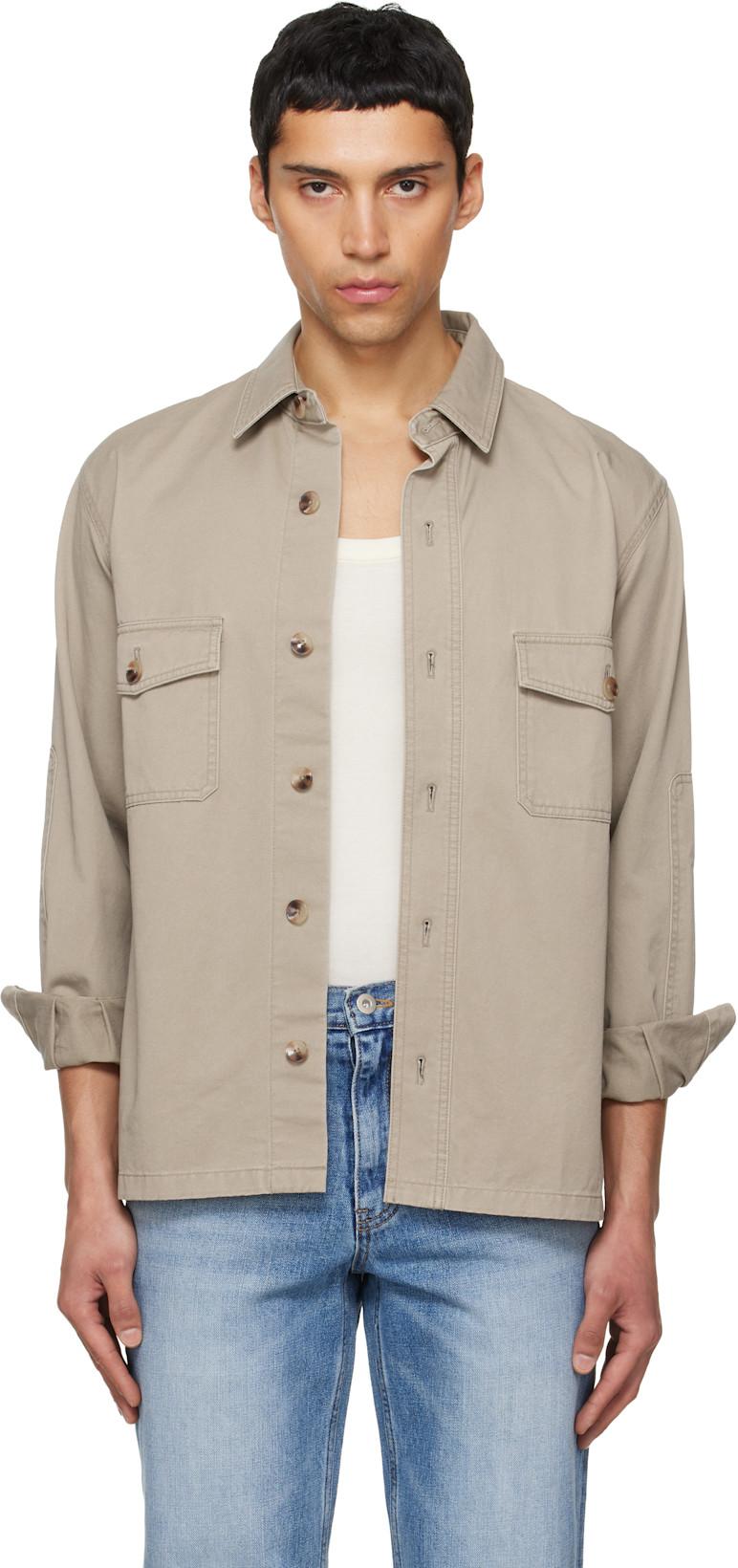 Beige Washed Cotton Twill Overshirt by TONYWACK