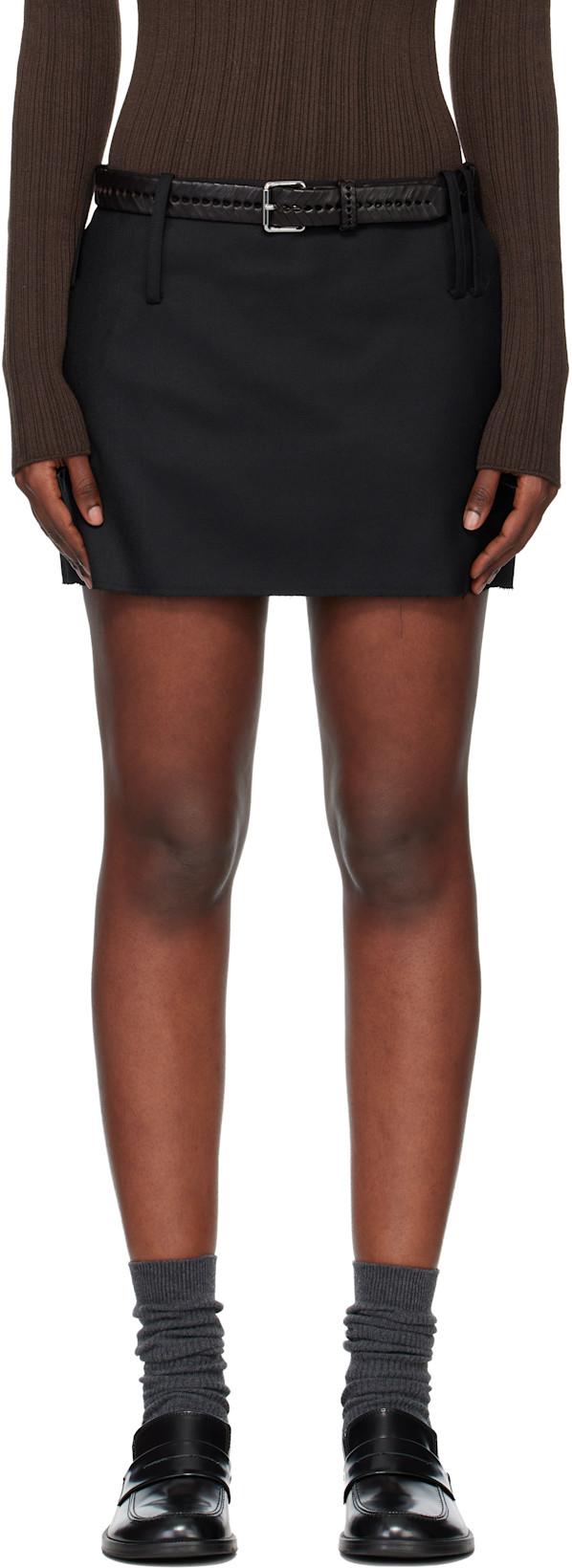 Black Distressed Wool Skort by TONYWACK