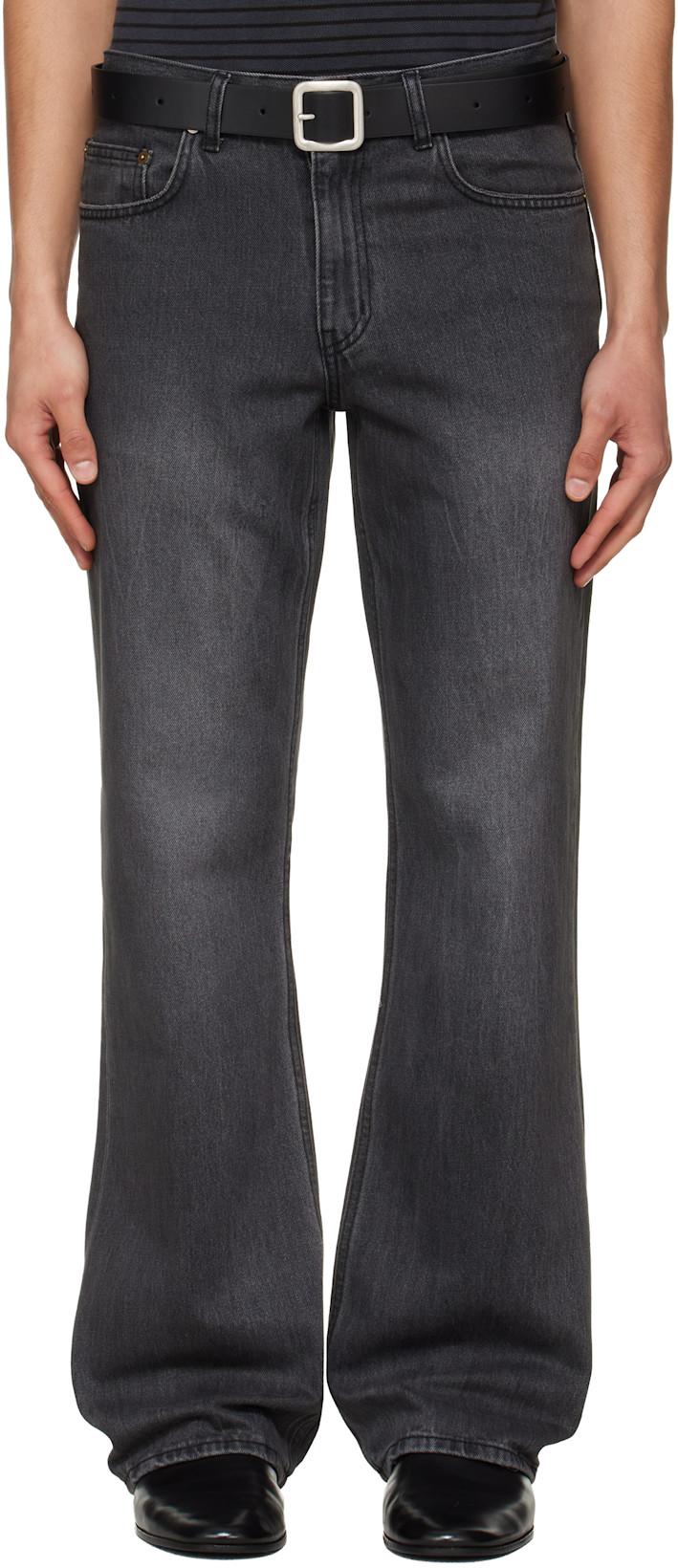 Black Flared-Leg Distressed Jeans by TONYWACK
